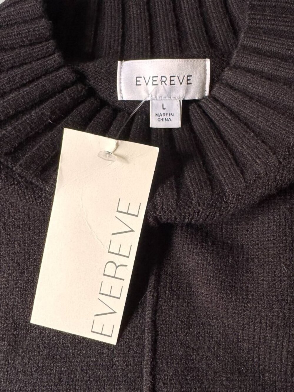 Evereve Harlow Knit Sweater Dress Black Faux Leather Sleeve Stripe Size L NEW - Picture 5 of 9